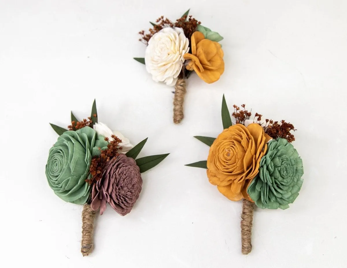 Rustic Chic Boutonniere (Set of 3)