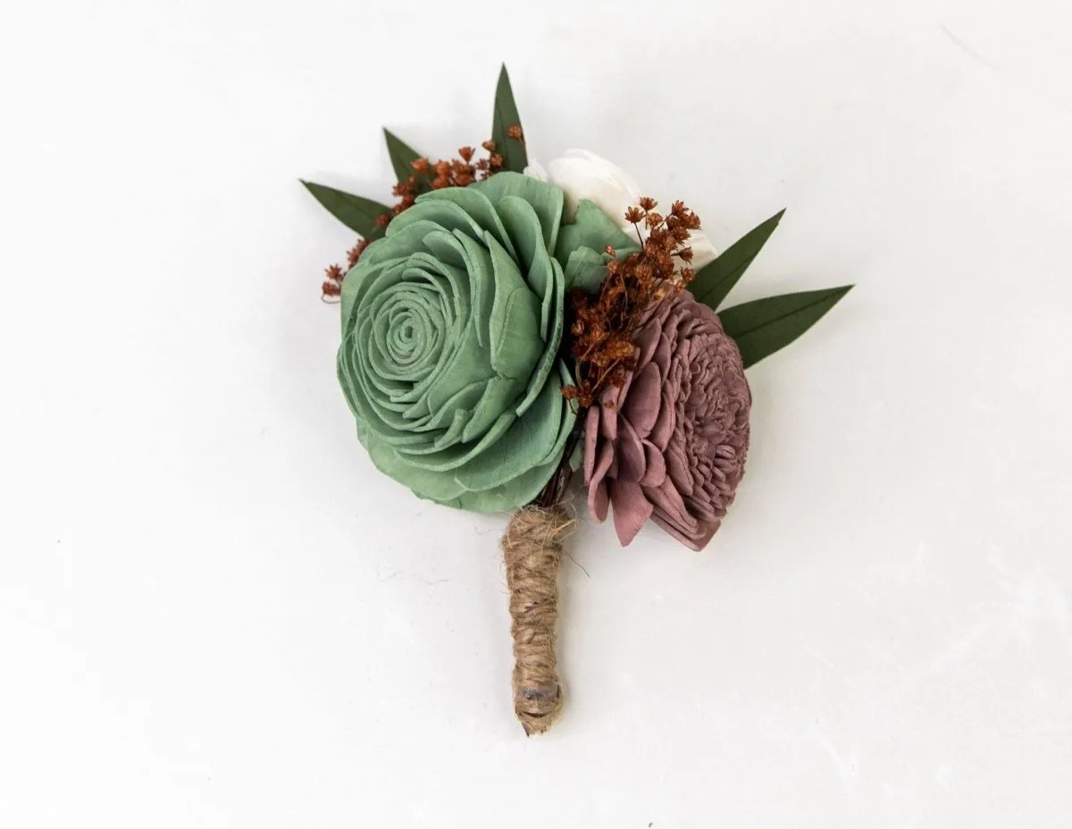 Rustic Chic Boutonniere (Set of 3)