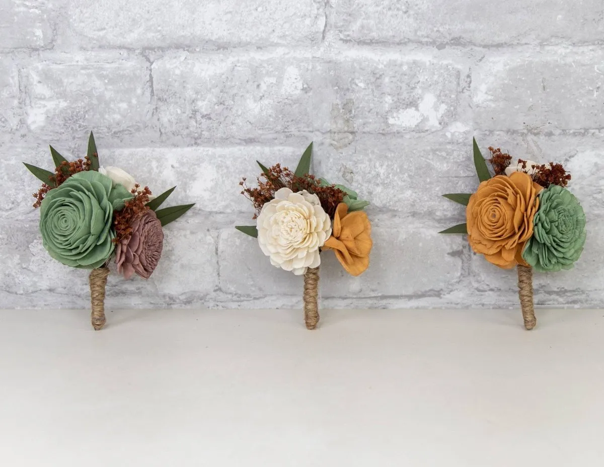 Rustic Chic Boutonniere (Set of 3)