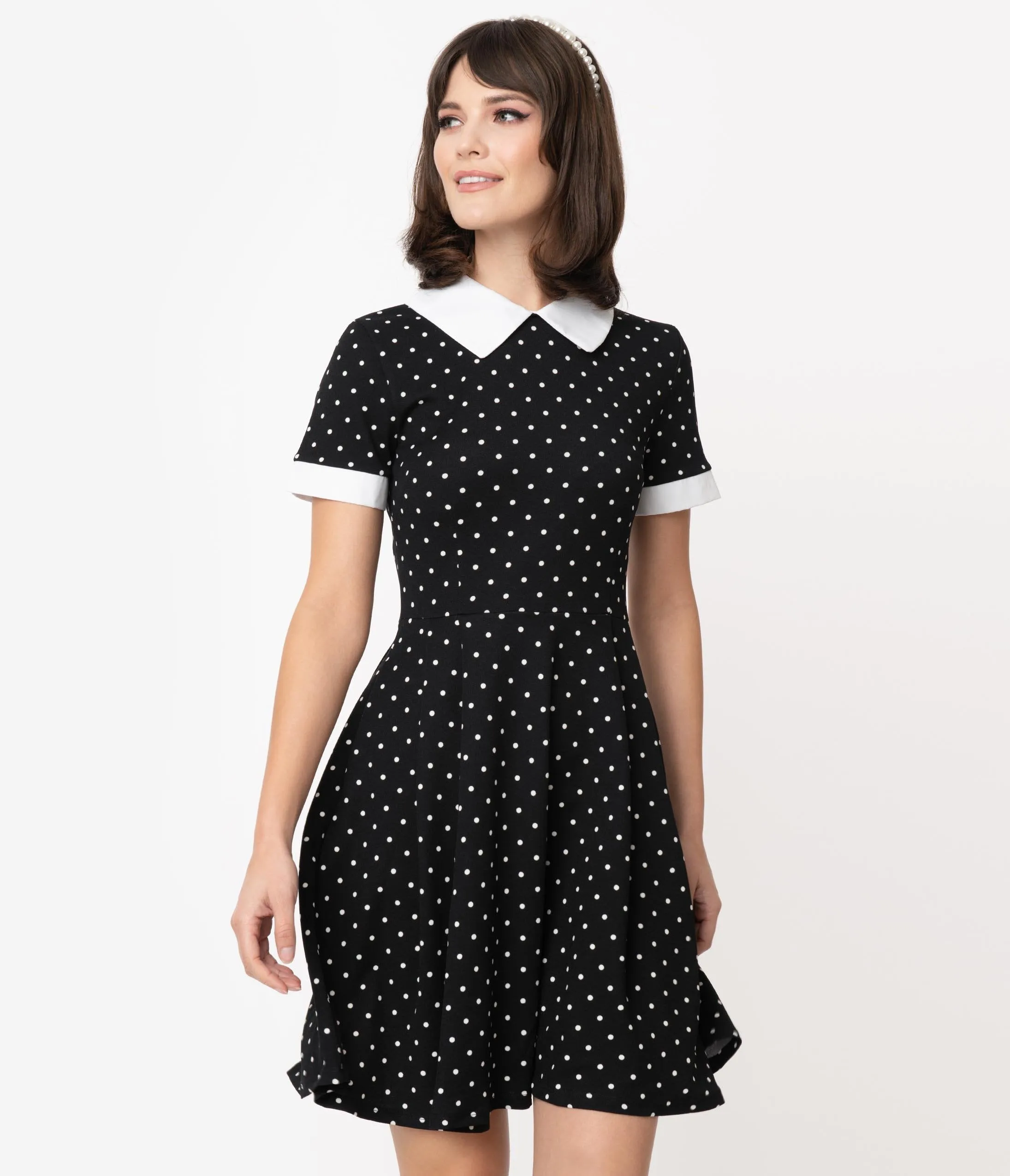 Smak Parlour Black & White Pin Dot Babe Revolution Fit & Flare Dress