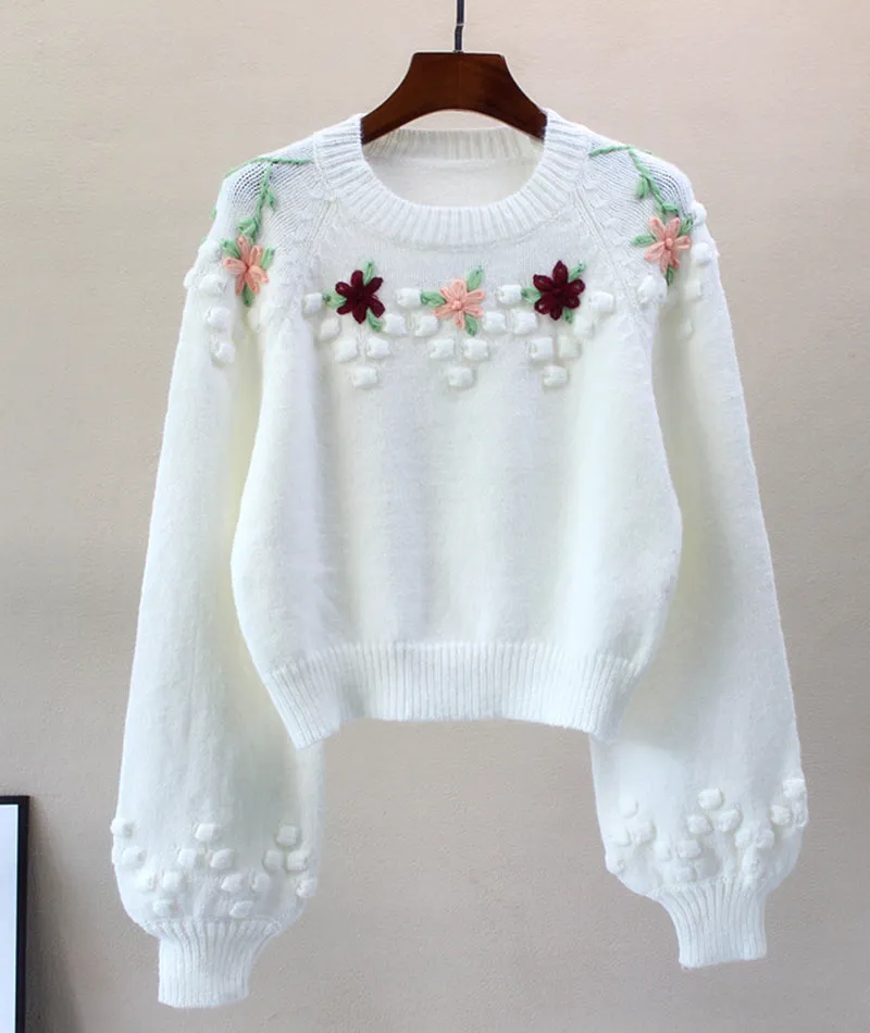 Sweet Flowers Long Sleeve Sweater       S4375