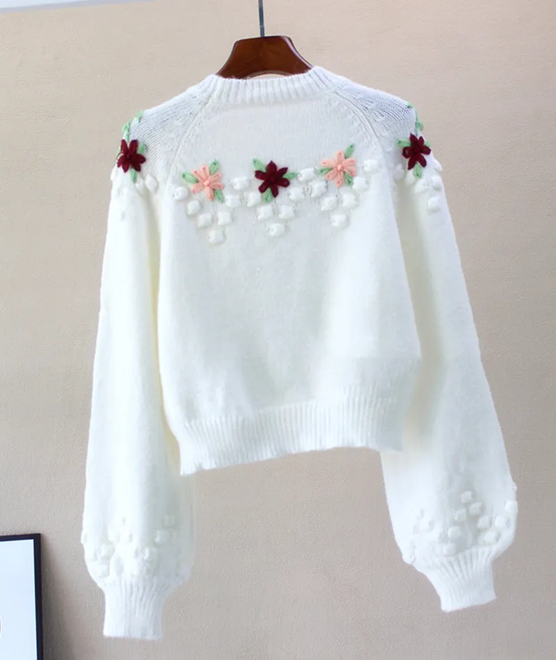 Sweet Flowers Long Sleeve Sweater       S4375